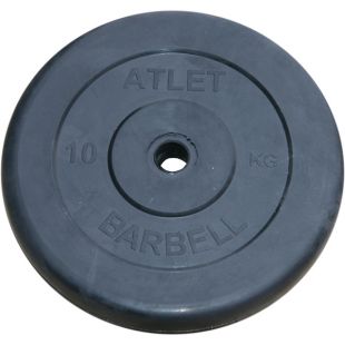 Диск обрезиненный 10 кг Barbell Atlet чёрный
