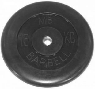 Диск обрезиненный Barbell 15 кг металлическая втулка